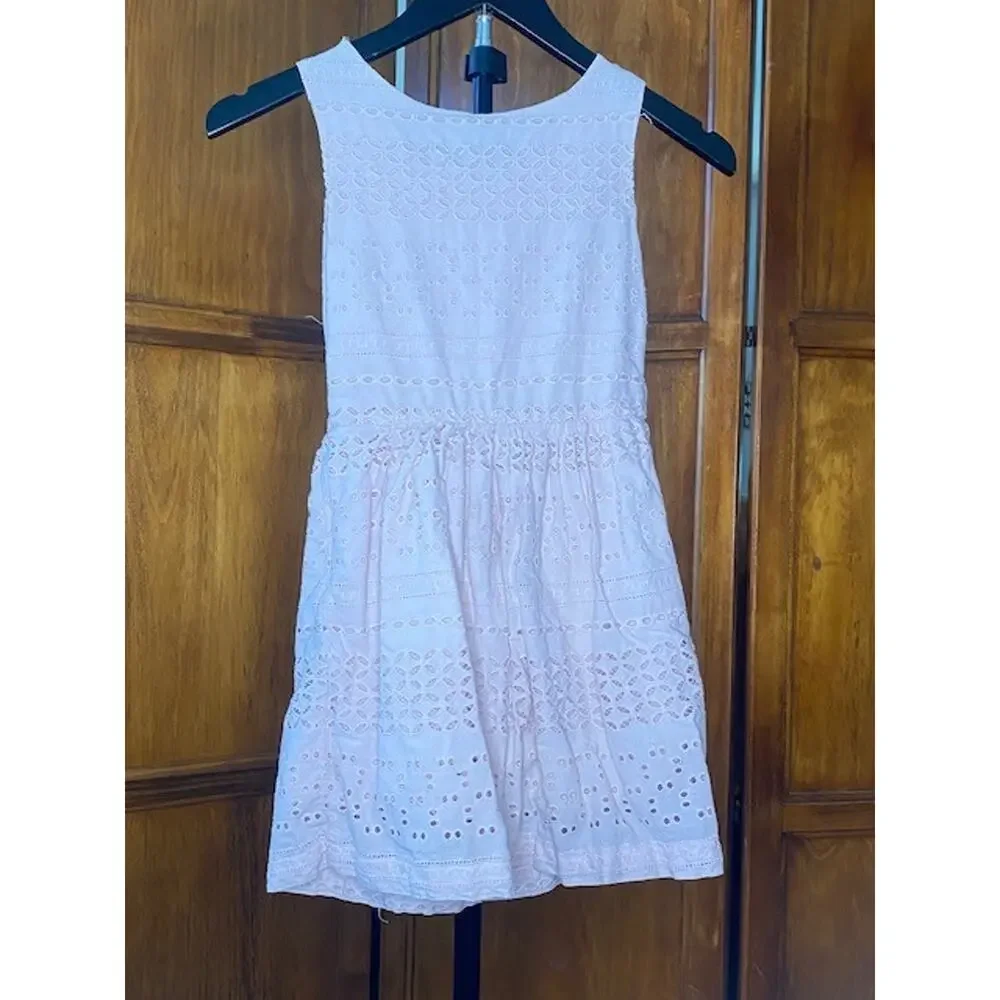 Gap Kids Girls Eyelet Dress Pink Cameo Sleeveless Cotton Size S 6-7 Regular